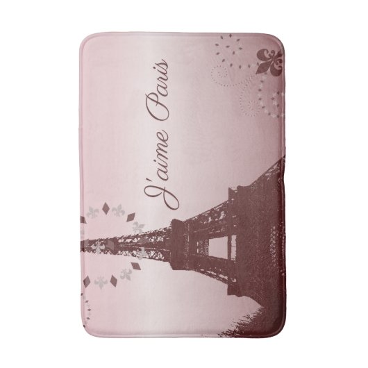 Girly chique retro mode roze Paris Eiffeltoren Badmat (Voorkant Verticaal)