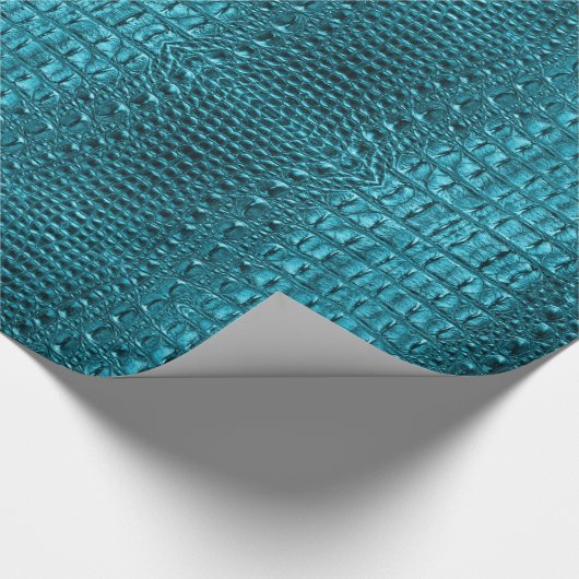 Girly chique turquoise aqua blauwe alligator print cadeaupapier (Hoek)