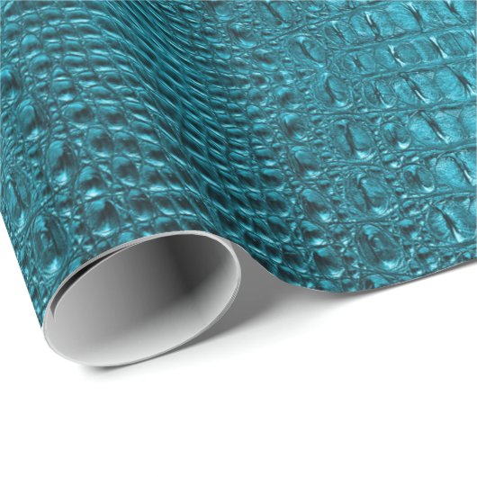 Girly chique turquoise aqua blauwe alligator print cadeaupapier (Rol Hoek)