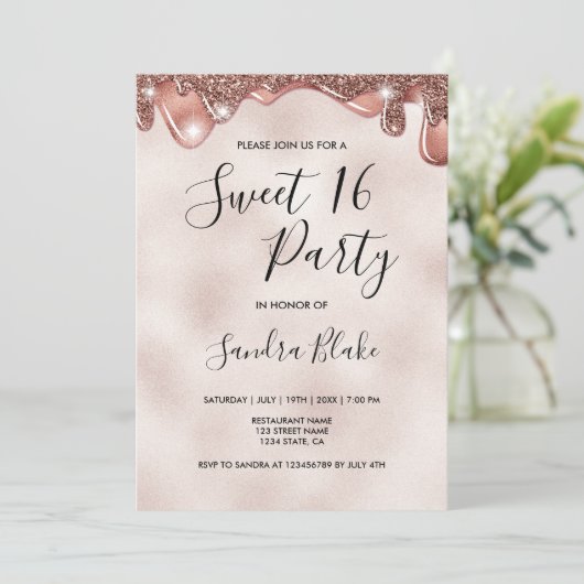 Girly chocolate drips roos gold sweet kaart (Staand voorkant)