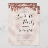 Girly chocolate drips roos gold sweet kaart (Voorkant / Achterkant)