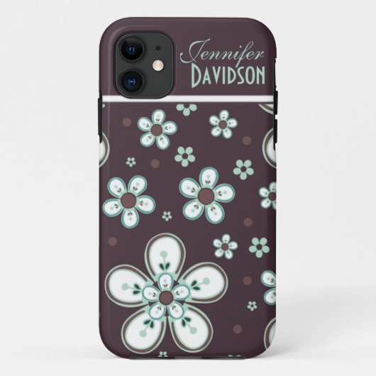 Girly Chocolate Mint Floral Monogram iPhone5 Case-Mate iPhone Case (Achterkant)