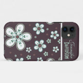 Girly Chocolate Mint Floral Monogram iPhone5 Case-Mate iPhone Case (Achterkant (horizontaal))