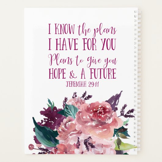Girly Christelijk Bijbelvers Jesaja 40 Roze Bloeme Planner (Achterkant)