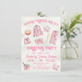 Girly Christmas Pyjama Party Kaart (Staand voorkant)