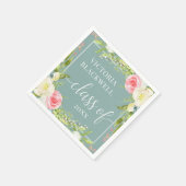 Girly Class of 2022 Greenery Flowers Afstuderen Servet (Hoek)