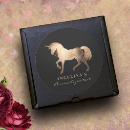 Girly Classy Luxury Roos Gold Foil Custom Unicorn Ronde Sticker