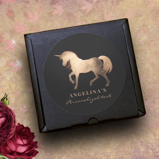 Girly Classy Luxury Roos Gold Foil Custom Unicorn Ronde Sticker