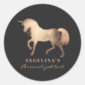 Girly Classy Luxury Roos Gold Foil Custom Unicorn Ronde Sticker (Voorkant)