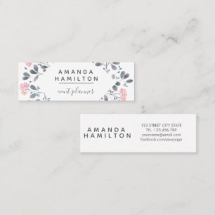 Girly Classy Waterverf lijst Bouquet roze grijs Mini Visitekaartje