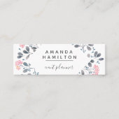 Girly Classy Waterverf lijst Bouquet roze grijs Mini Visitekaartje (Voorkant)