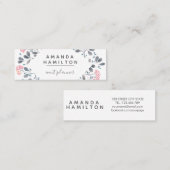 Girly Classy Waterverf lijst Bouquet roze grijs Mini Visitekaartje (Voorkant / Achterkant)