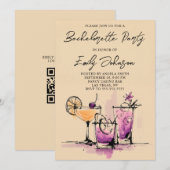 Girly Cocktails Illustration Bachelorette Party Kaart (Voorkant / Achterkant)