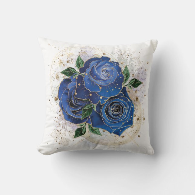 Girly collage - middernacht blauw kussen (Voorkant)