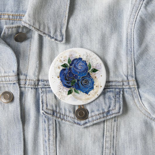 Girly collage - middernacht blauw ronde button 7,6 cm (In situ)