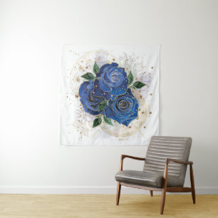 Girly collage - middernacht blauw wandkleed