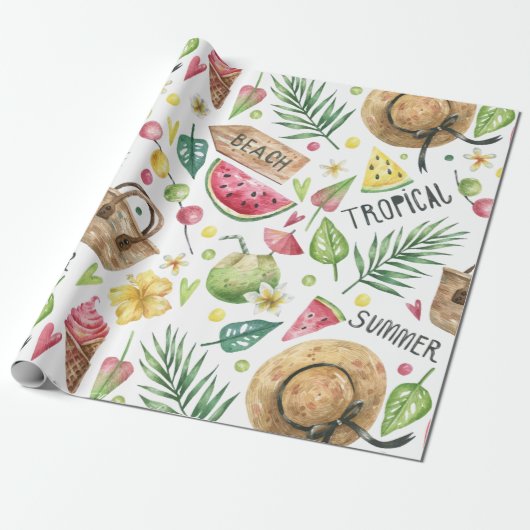 Girly Colorful Beach Relax Cadeaupapier (Uitgerold)