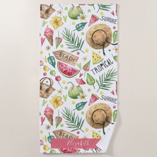 Girly Colorful Beach Relax Strandlaken (Voorkant)