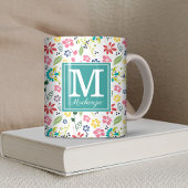 Girly Colorful Bohemian Spring Flowers Monogram Koffiemok