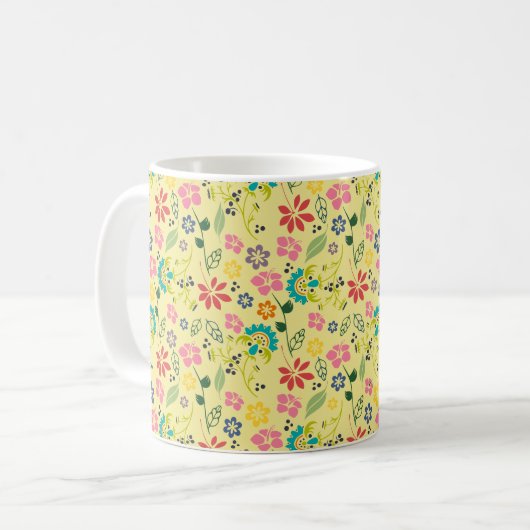 Girly Colorful Boho Spring Flowers Koffiemok (Voorkant links)