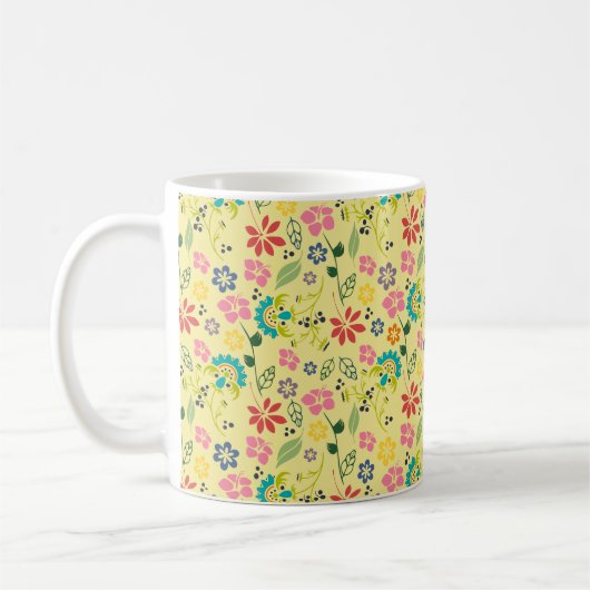 Girly Colorful Boho Spring Flowers Koffiemok (Links)