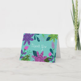 Girly Colorful Floral Bedankkaart