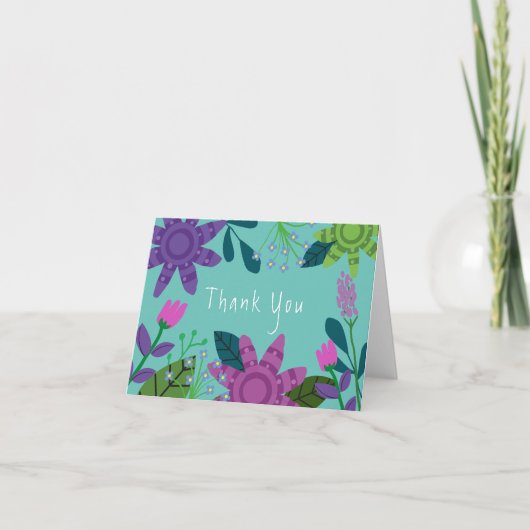 Girly Colorful Floral Bedankkaart (Voorkant)