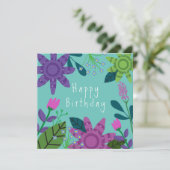Girly Colorful Floral Birthday Kaart (Staand voorkant)