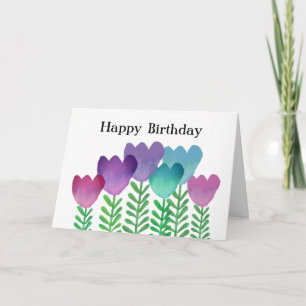 Girly Colorful Flowers Happy Birthday Kaart