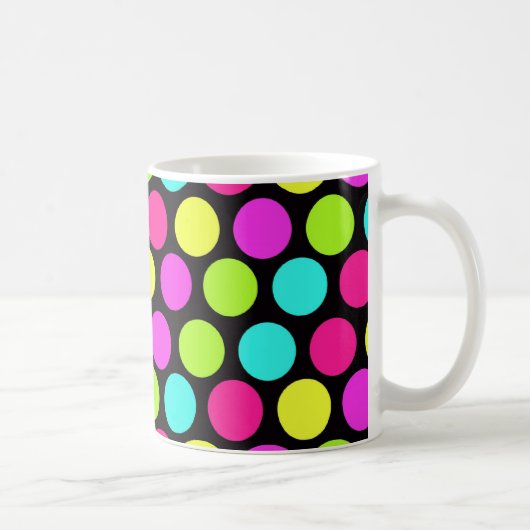 Girly Colorful Fun Neon Polka Dots Pattern Koffiemok (Rechts)