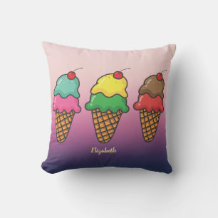 Girly Colorful Ice Cream Cones - Gepersonaliseerd Kussen