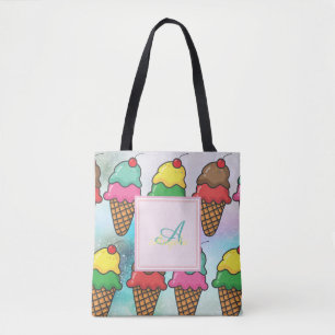 Girly Colorful Ice Cream Cones - Gepersonaliseerd Tote Bag