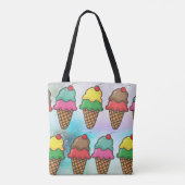 Girly Colorful Ice Cream Cones - Gepersonaliseerd Tote Bag (Achterkant)