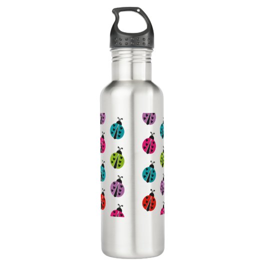 Girly Colorful Ladybug Persoonlijk Waterfles (Achterkant)