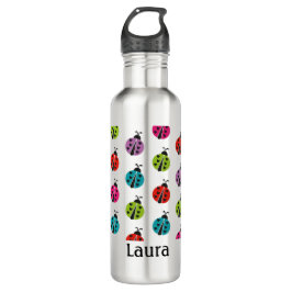 Girly Colorful Ladybug Persoonlijk Waterfles