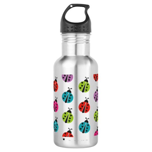 Girly Colorful Ladybug Persoonlijk Waterfles (Voorkant)