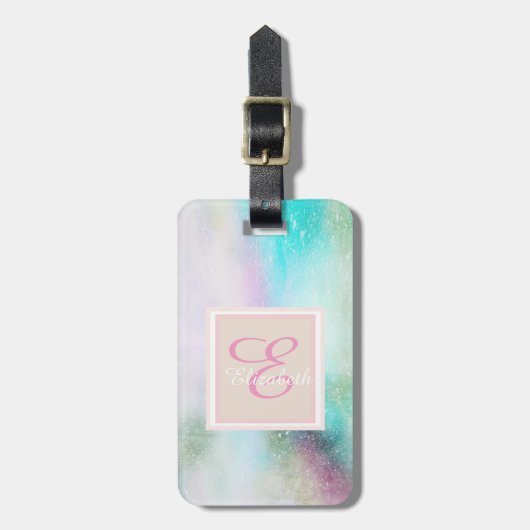 Girly Colorful Paint Stroke, Monogram-persoonlijk Bagagelabel (Voorkant verticaal)
