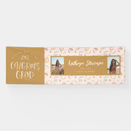 Girly Confetti 2 Foto Congrats Afstudeerder Party Spandoek