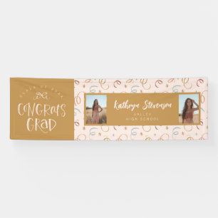 Girly Confetti 2 Foto Congrats Afstudeerder Party Spandoek