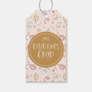 Girly Confetti Blush Pink Congrats Afstudeerder Cadeaulabel