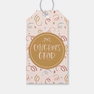 Girly Confetti Blush Pink Congrats Afstudeerder Cadeaulabel