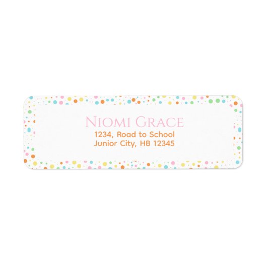 Girly Confetti Dot Custom Name Labels (Voorkant)