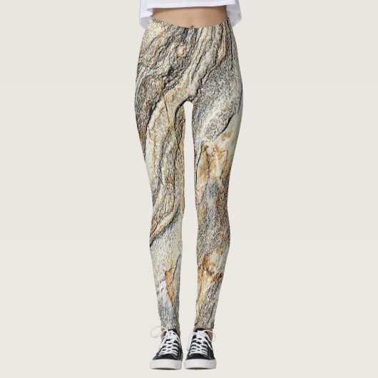 Girly Cool Modern Marble Texture Leggings (Voorkant)