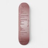 Girly Cool Pink Rose Gold Glitter Sparkle Drips Persoonlijk Skateboard (Voorkant)