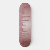 Girly Cool Pink Rose Gold Glitter Sparkle Drips Persoonlijk Skateboard (Voorkant)
