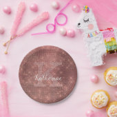 Girly Copper Diamond Sparkle Glam Monogram Papieren Bordje (Feest)