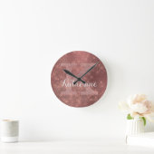 Girly Copper Diamond Sparkle Glam Monogram Ronde Klok (Huis)