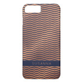 Girly Copper Roos Gold Foil Navy Blue Chevron Case-Mate iPhone Case (Achterkant)