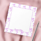 Girly Coquette  Aesthetic Purple Bow Monogram Notitieblok