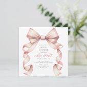 Girly Coquette Blush Waterverf Bow Vrijgezellenfee Kaart (Staand voorkant)